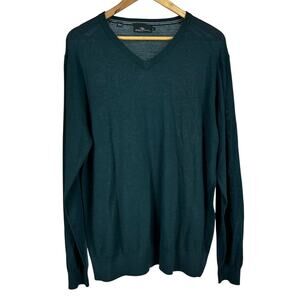 Rodd & Gunn 100% Extra Fine Merino Wool Green V Neck Sweater Men's Large NWOT